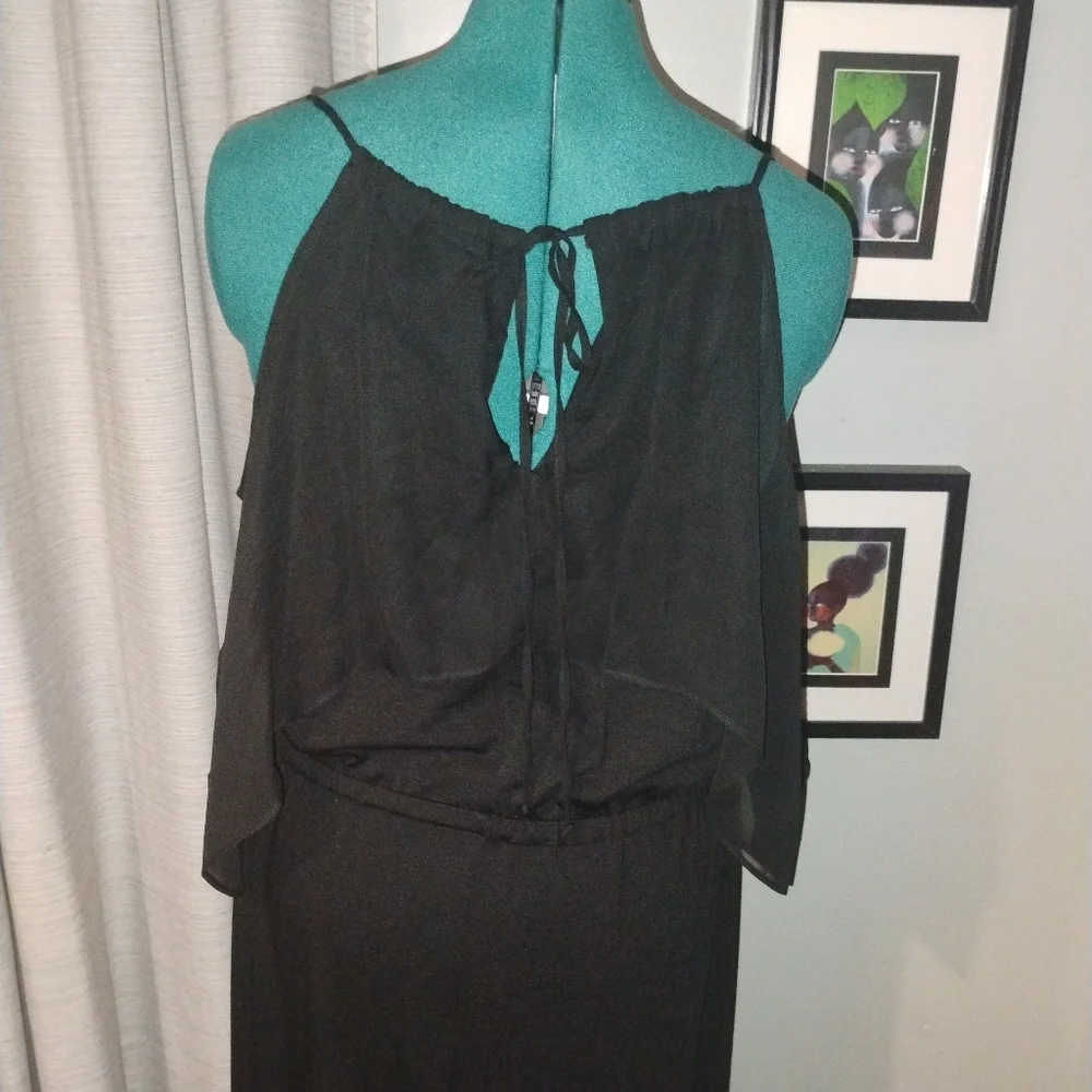 NY Collection Chiffon Cold Shoulder Maxi Dress in Black Sz L NWT - Picture 8 of 14